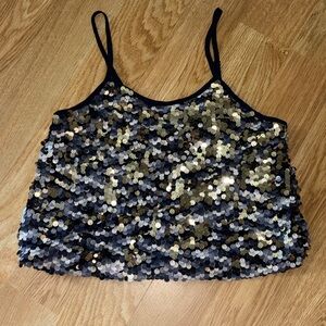 Dance & Marvel Black and Gold Sequin Camisole